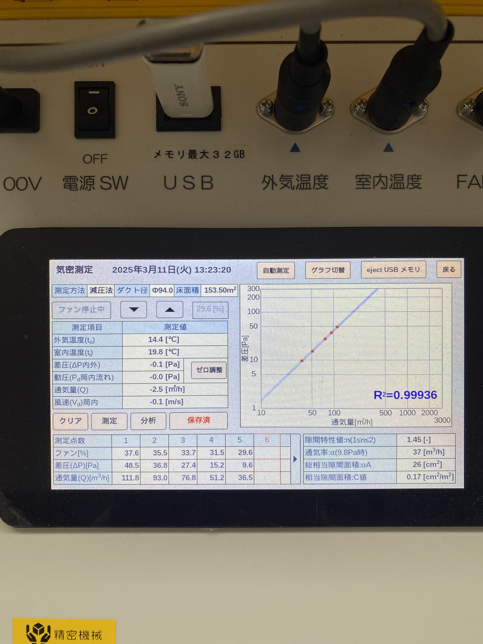 完成気密測定C値0.17